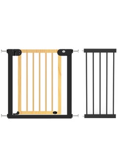 اشتري Wooden Safety Gate With 35Cm Black Extension - Natural Wood في الامارات