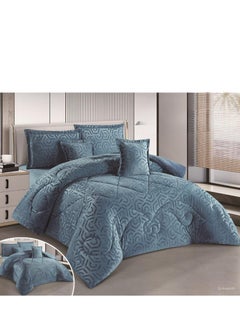 Buy Winter Double Bedspread Quilt Set with Embossed Pattern, Velvet and Fur, Size 240*260cm in Saudi Arabia