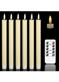 Buy Flameless Taper LED Candles Light With Remote Control Battery Operated Led Warm 3D Wick Light Window Candles (Pack of 6) in Saudi Arabia