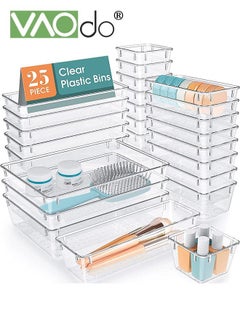 Buy 25PCS Clear Plastic Drawer Organizer Set 4 Sizes Desk Drawer Divider Organizers and Storage Bins for Makeup Jewelry Gadgets for Kitchen Bedroom Bathroom Office in UAE