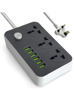 اشتري Power Strip Extension Cable 3 Outlet Power Outlet with 6 USB Ports Universal Charging Outlet with 2M Thick Extension Cord في الامارات