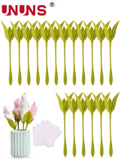 اشتري Napkin Holders,18pcs Bloom Flowers Floral Green Design For Tables,Green Stemmed Plastic Twist Flower Floral Buds Serviette Holders For Kitchen في الامارات