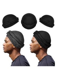 Buy Turban for Men Turban Vintage Twist Head Wraps for Men Stretch Modal and Satin Turban Scarf Tie for Hair 2 Pcs in Saudi Arabia