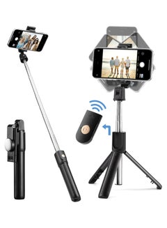 Buy Selfie Stick with Bluetooth Remote Control Adjustable Extendable Tripod in Saudi Arabia