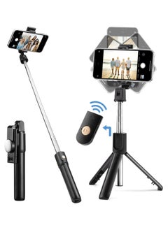 اشتري Selfie Stick with Bluetooth Remote Control Adjustable Extendable Tripod في السعودية