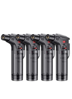 اشتري 4 Pack Torch Lighters Set, Butane Refillable Jet Flame Torch Lighter, Windproof, Safe, Multi Utility Lighter for Candles, Fireplaces, Campfires, Grill (Without Butane) في الامارات