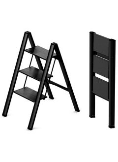 اشتري 3 Step Ladder Folding Step Stool with Wide Anti-Slip Pedal 150kg Portable Ladders for Home and Office Use Kitchen في الامارات