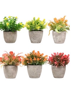 اشتري 6-Piece Artificial Potted Plant Mini Faux  Potted Plants for Bedroom Bathroom Living Room Desk Shelf Decoration في الامارات