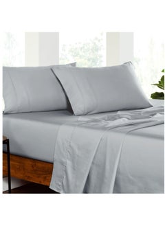 Buy Fitted Sheet Set: 2 Pcs. Single Size: 120 x 203+30cm 1 Pillow Case, 50 x 75 Cm, Cloud Grey in Saudi Arabia