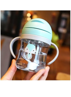 اشتري Sippy Cup for Baby more than 6 months, Spill-Proof Sippy Cup, Straw for Kids Water Bottle with Soft Silicon Spout Cup 250ml with Handle Green Fox في السعودية
