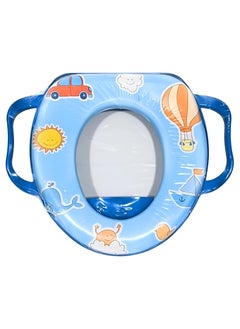 Buy Cushioned Children's Toilet Seat Baby Toddler Child Kids Adapter Seat with Handles Western Toilet Potty Training Seat for Boys Girls Fits Round Oval Toilets Printed in UAE