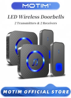 Buy Wireless Doorbell 55 Ringtones & 5 Volume Levels with Flashing LED Includes 2 Receivers and 2 Buttons for Home Use in UAE