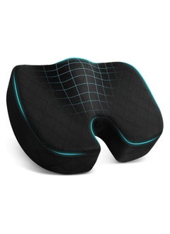 Buy Non-Slip Memory Foam Seat Cushion for Office/Car, Sciatica & Tailbone Pain Relief, Coccyx Chair Pad for Desk, Wheelchair, and Driving (Black) in UAE