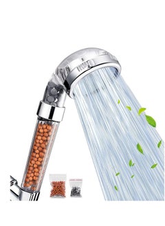 اشتري Original Tycom Shower Head, Eco Power High Pressure Water Softener Filtered Handheld Showerhead with Spa like Ionic beads for Dry Skin & Hair - 3 Spray Settings Basic في الامارات