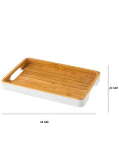 Buy High quality bamboo wood tray with elegant white colour in Saudi Arabia