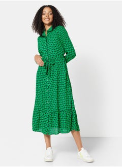 Buy All Over Print Midi Shirt Dress in UAE