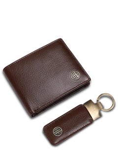 Buy Genuine Leather Wallet and Keychain Combo Gifts for Men -RFID Protected -4 Card Slots- Keychain for Car, Home, Bike -Premium Men's Accessories -Gift for Husband, Friend - in UAE