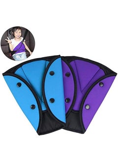 اشتري 2 Pack Seatbelt Adjuster for Kids Car Child Seatbelt Adjusters Belt Cover Strap Protector Pad for Children Baby Adult Shoulder Neck Safety Triangle Positioner Purple + Blue في الامارات