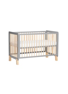 Buy Lunky Wooden Cot With Mattress - Grey in UAE