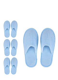 Buy Disposable Slippers 4 Pairs Closed Toe Spa Slippers Coral Fleece Washable Home Slippers for Women Men Guests Hotels House Slippers Housewarming Party Indoors Bathroom Traveling (Sky Blue) in Saudi Arabia