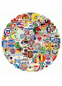 اشتري World Cup Football Stickers 2022 (100pcs) Soccer Stickers for Scrapbooking, Motivational Vinyl Waterproof Stickers for Water Bottles, Luggage, Teaching Incentives في الامارات