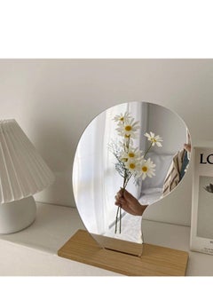 اشتري Acrylic Makeup Mirror for Desk with Stand-Aesthetic Desk Decor Vanity Mirror-Frameless Table top for Bedroom,Living Room and Minimal Spaces Room Decor في الامارات