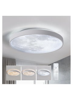 اشتري Ceiling Light, 38 CM 27W Dimmable LED Flush Mount Ceiling Light, with Remote Control, 3 Color Changing, Daylight White Flush Mount Acrylic Ceiling Lamp في السعودية