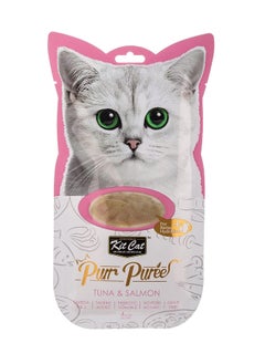 Buy Purr Puree Tuna And Salmon Cat Treats Paste 4X15g in UAE