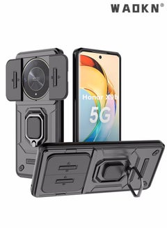 Buy Slide Camera Phone Case Honor X9b 5G Cover Luxury Armor PC Shockproof Metal Ring Stand Protective Back Cover Ring Kickstand and Sliding Camera Cover with Kickstand,Drop Proof,Heavy Duty Protective in UAE