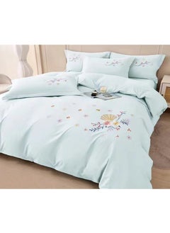 اشتري COMFY 6 PC KING SIZE SOFT COTTON PREMIUM EMBROIDERED COMFORTER SET BLUE في الامارات