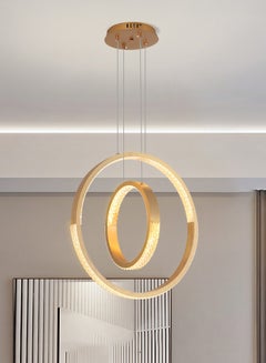 Buy Modern LED Chandelier Dining Room, Gold 2 Circular Rings LED Chandelier Light for Dining Room Table, Kitchen Table, Adjustable Color Temperature Acrylic Chandelier Lamp in UAE