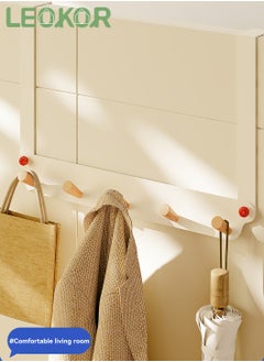 Buy Over The Door Hooks Door Hanger Hook for Clothes with 5 Wooden Door Hooks White in Saudi Arabia