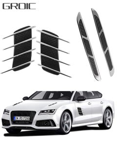 Buy 4PCS Universal Hood Vent Air Flow Intake Chrome Grille Side Scoop Hood Cover Car Exterior Hood Side Door Decorative Cover Trim Sticker,Shark Gill Side Air Vent Decorative Sticker,Car Decoration in UAE