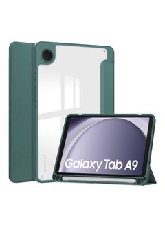 Buy Transparent Hard Shell Back Trifold Smart Cover Protective Slim Case for Samsung Galaxy Tab A9 Green in Saudi Arabia