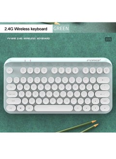 اشتري لوحة مفاتيح بلوتوث لاسلكية مستديرة للطاولة / كمبيوتر محمول / كمبيوتر أبيض أخضر في السعودية