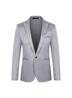 اشتري Suit Mens Business Casual Single Button White Suit Korean Style Slim Fit Plus Size Professional Dress Groom Dress Fashion Grey في الامارات