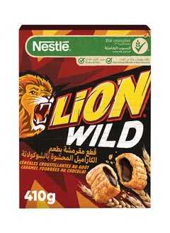 Buy Lion Wild Made With Whole Grain Cereal Pillows Filled Delicious Chocolate And Caramel Cream 410grams in UAE