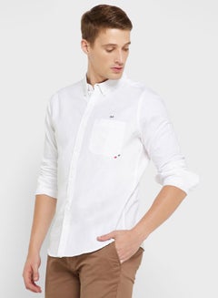 Buy Men White Pure Cotton Slim Fit Casual Shirt in Saudi Arabia