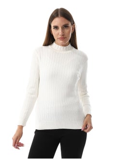 Buy Off White Wide Ribbed Mock Neck Top in Egypt