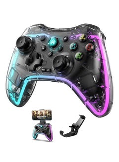 Buy Wireless Game Controller Transparent Gamepad Rainbow Gaming Controller RGB Light for iOS, Android, Nintendo Switch, PS5, PS4, PS3, PC, Dual Motor See Through Gamepad Controller (Transparent) in Saudi Arabia