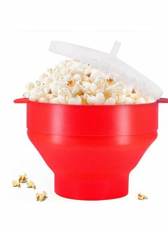 Buy Silicone Microwave Popcorn Bowl Popper with Lid for Home Makers Handles Collapsible Bowl in Saudi Arabia