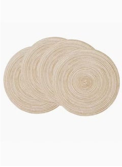 Buy Set Of 4 Round Cotton Braided Table Place Mats Beige 15inch in UAE