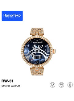 Buy Haino Teko Germany RW51 Ladies Smart Watch With Round Shape AMOLED Display and Wireless Charger Gold in UAE