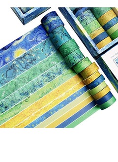 اشتري Van Gogh Starry Night DIY Crafts Washi Tape Set of 12 Rolls Decorative Green Leaves Floral Blue Yellow Washi Masking Tape Sets for Craft Kids Scrapbook Diary DIY Gift Wrapping في السعودية