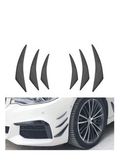 اشتري Car Bumper Protector, Car Front Edge Bumper Fin Carbon Fiber Exterior Rubber Fins Spoiler Canards Kit for Car Body Auto Anti-Collision Strip Decoration Stickers Accessories for Car (6Pcs) في الامارات