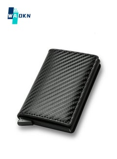 Buy Unisex Multifunctional Carbon Fiber Wallet, Simple Ultra-thin Credit Card and Bank Card Holder (Black) in UAE