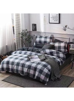 Buy King Size Fitted Bed Sheet Set Includes 1x Fitted Bed Sheet 220x200+30cm, 1x Duvet Bed Cover 220x240cm, 2x Pillowcase 75x50cm Microfiber Multicolour in UAE