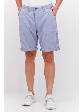 اشتري Men Regular Fit Stripe Chino Shorts, Blue/White في الامارات