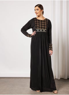 Buy Jersey Abaya With Contrasting  Panel in Saudi Arabia