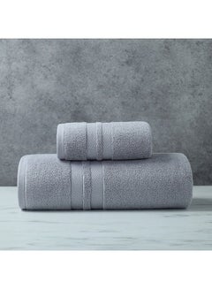 Buy Two-piece household daily cotton bath towel and cotton towel thickened and absorbent-gray in UAE
